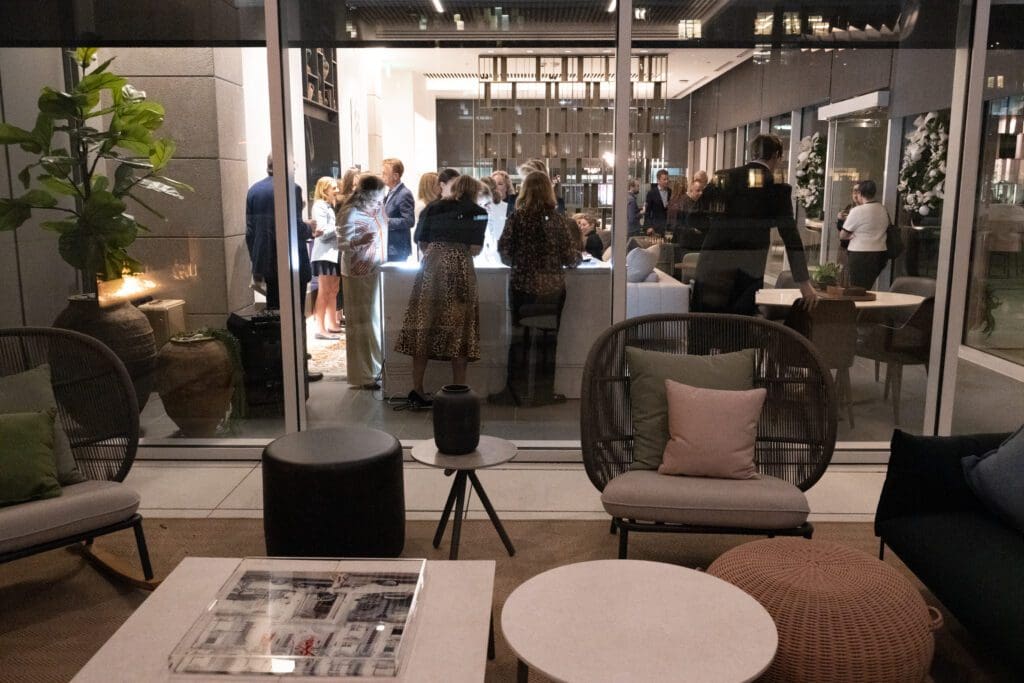 Guests gathered at 2811 Maple for a preview of PHILLIPS Auction House's upcoming New York Jewels Auction. (Photo by George Fiala)