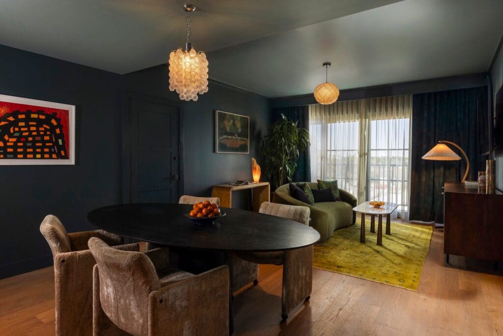 A suite with seating area. (Photo by Julie Soefer)