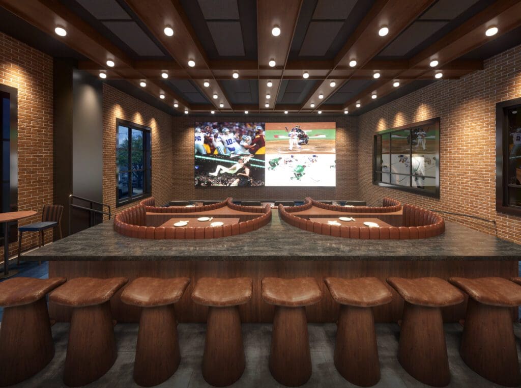 Legacy Club features five different spaces including the Vegas-style bar, The Arena. (Rendering courtesy)