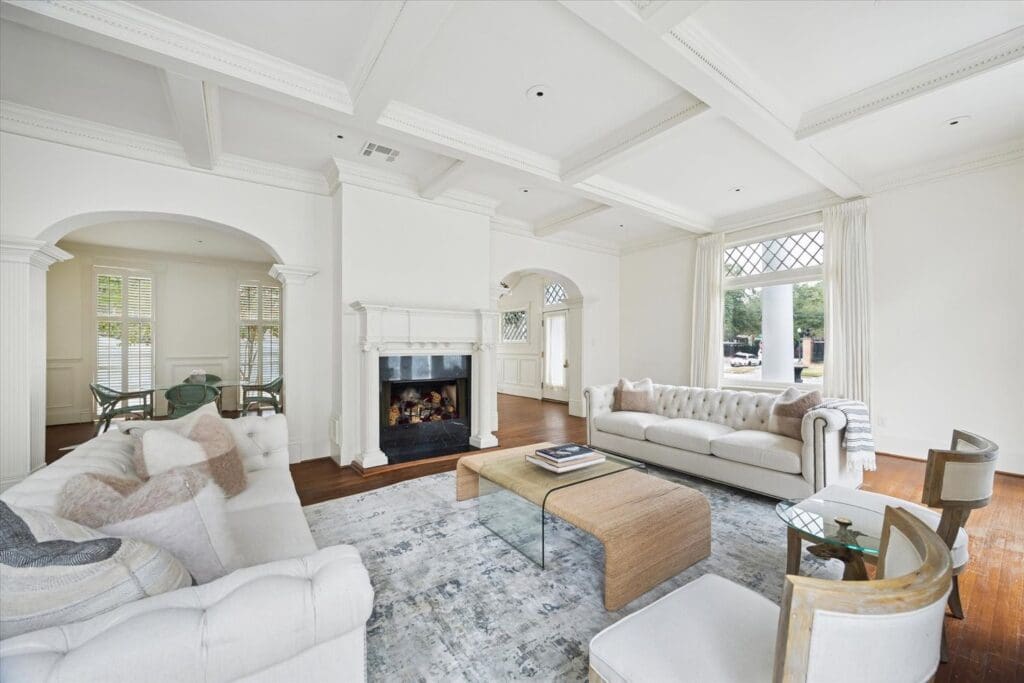 Three fireplaces, high ceilings, and millwork remind of the origins of the home at 200 Westmoreland. (Photo by TK Images)