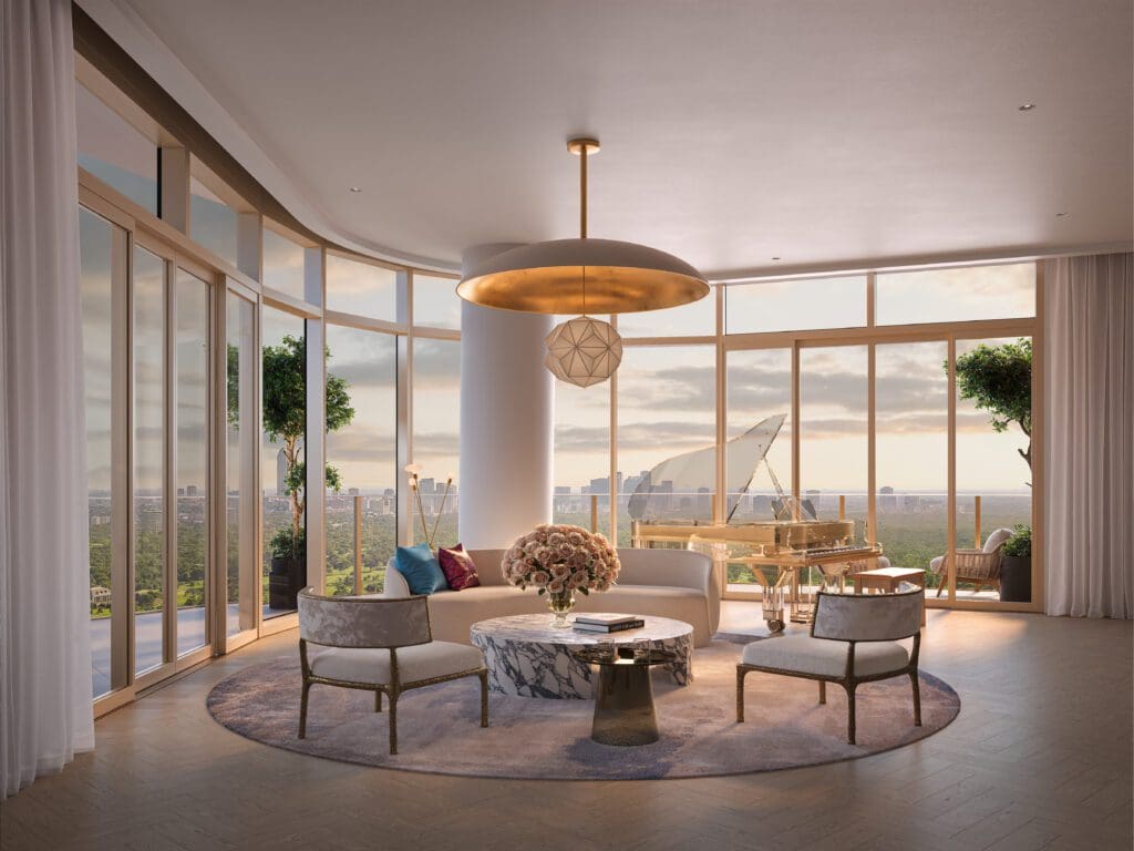 A rendering of the last remaining penthouse in the St. Regis Residence, Houston reveals luxury condo living redefined. (Courtesy of Shimahara Visual)