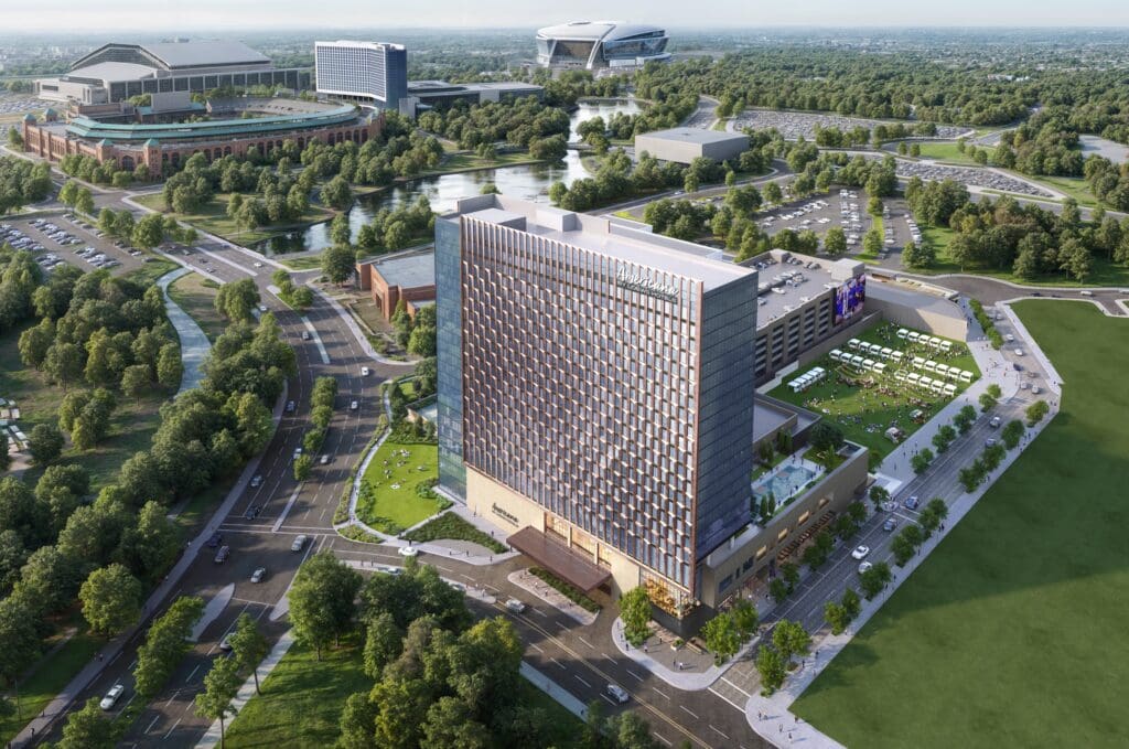 Americana by Loews Hotels will feature 507 guest rooms, including 39 suites, along with more than 83,000 square feet of meeting and event space anchored by a Grand Ballroom and a 10,000-square-foot Event Barn designed for large-scale gatherings. (Courtesy)