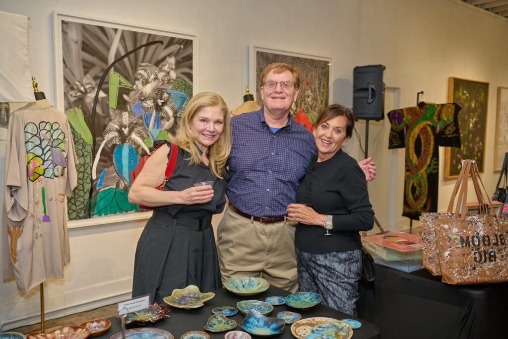 Ellen Doss, Joseph Levey, Franki Star at Kimono Zulu's pop-up at Foltz Fine Art Holiday Market