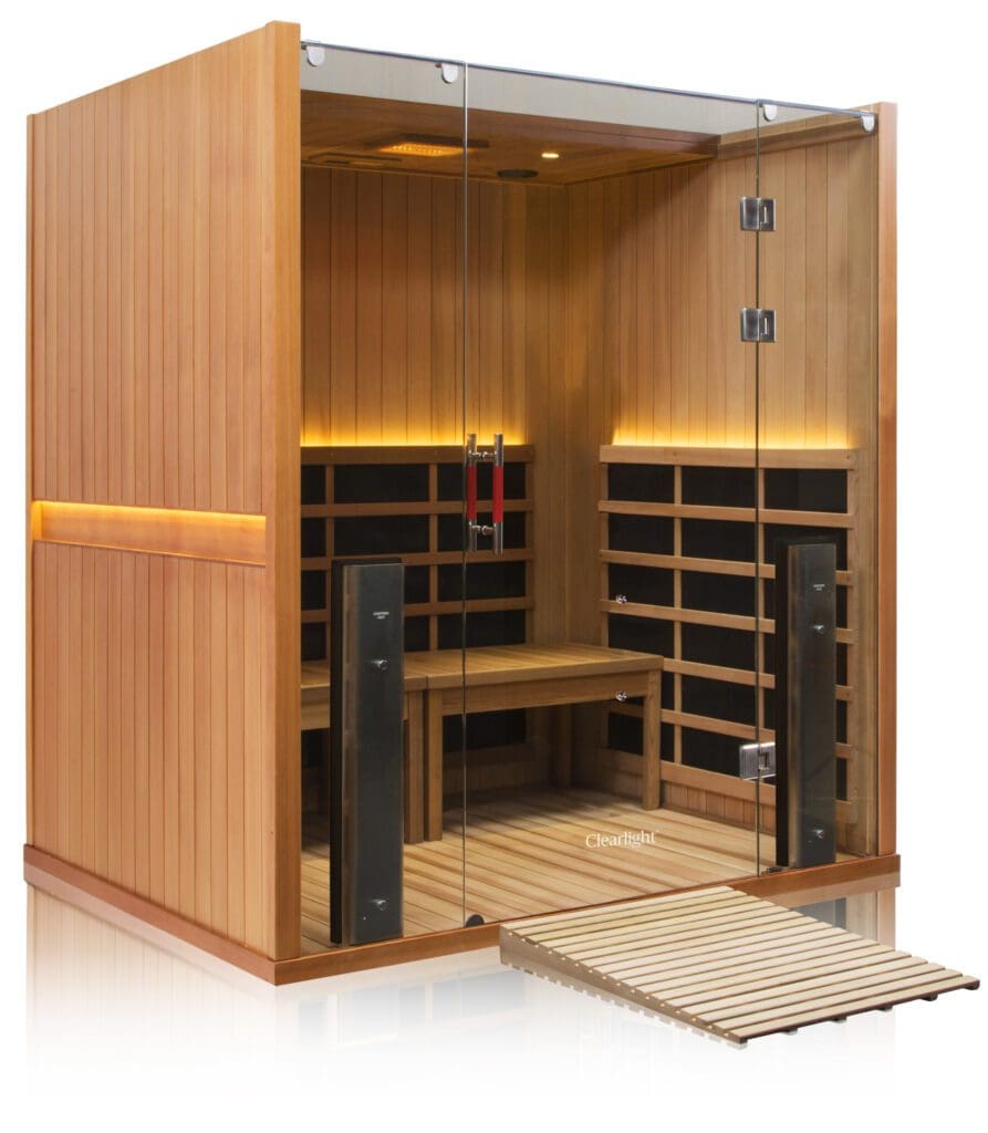 Clearlight® Infrared Therapy and Wellness Solutions, a global pioneer and industry leader in infrared sauna technology, red light therapy, and wellness solutions for more than 28 years, manufacture saunas for home (indoor shown) and outdoor use as well as for businesses around the world. Photo courtesy of Clearlight®