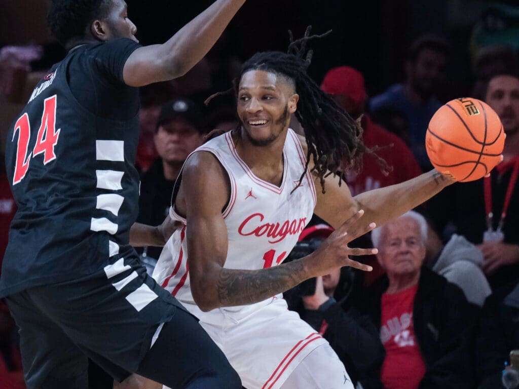 University of Houston big man JoJo Tugler is becoming a more confident offensive player too. (Photo by F. Carter Smith)