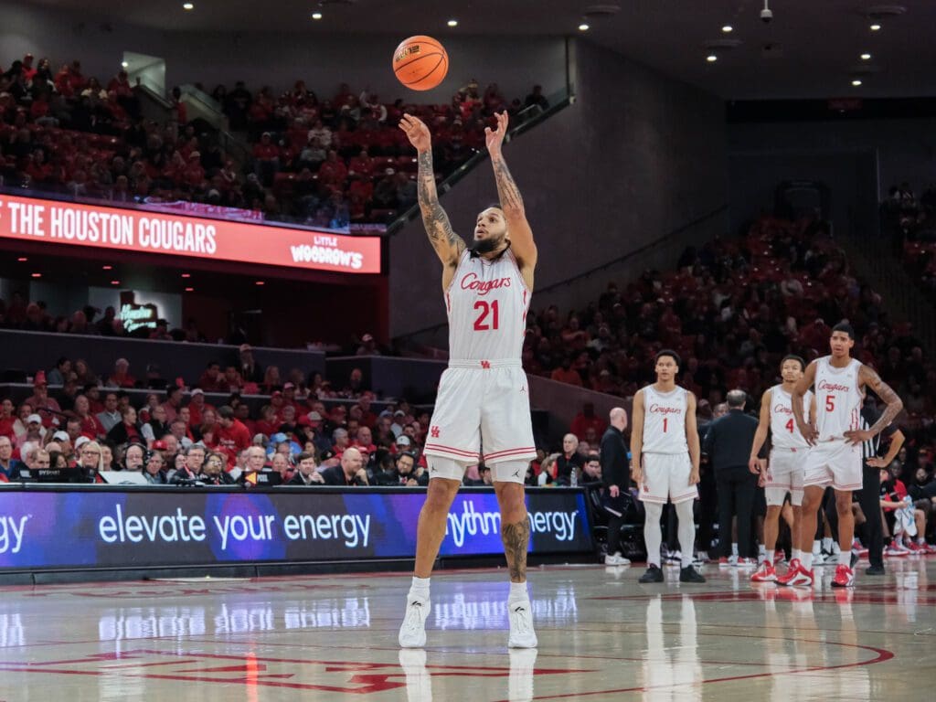 University of Houston guard Emanuel Sharp is one of college basketball's most dangerous shooters. (Photo by F. Carter Smith)