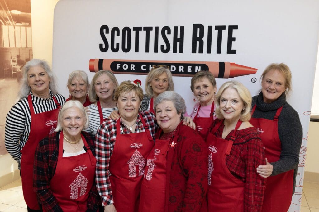 (Front Row) Susan Allen, Rayelynn Dady, Cheri Luck, Linda Smith (Back Row) Cathy Stradley, Terri Hawkins, Meg Henderson, Becky Wade, Shirley Zsohar, Lee Small (Photo by Allison Slomowitz - Photographer, Scottish Rite for Children)