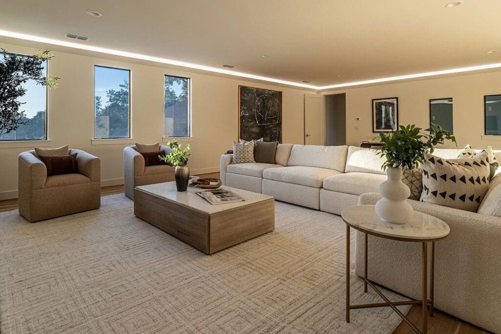 1,000 square feet upstairs afford the owner flexible living space to do whatever strikes their fancy, whether that's a media lounge, a gym, or guest quarters; the space awaits. (Photo by Compass RE Texas, LLC)
