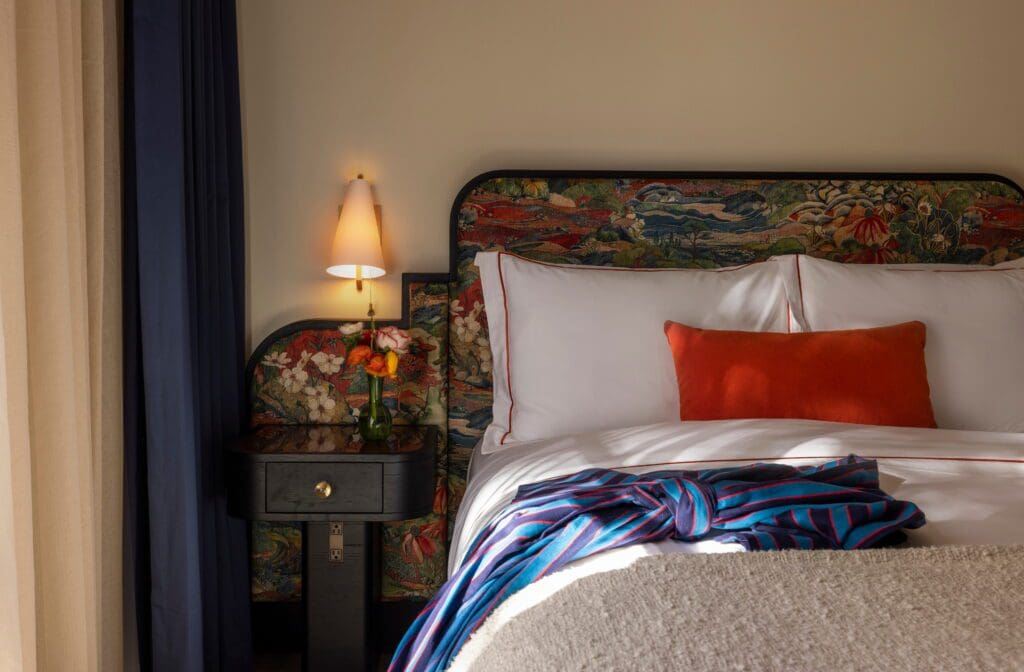 Detail of a guest room at Hotel Daphne (Photo by Julie Soefer)