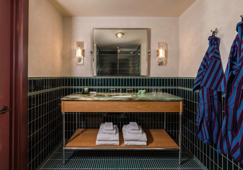 The sink in the bathroom in a room at Hotel Daphne (Photo by Julie Soefer)