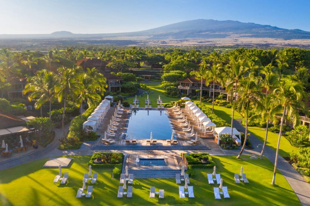 Hualalai, a Four Seasons Resort on Hawaii's Big Island, features 249 guest rooms and eight pools. (Photo by Four Seasons Resort Hualalai)