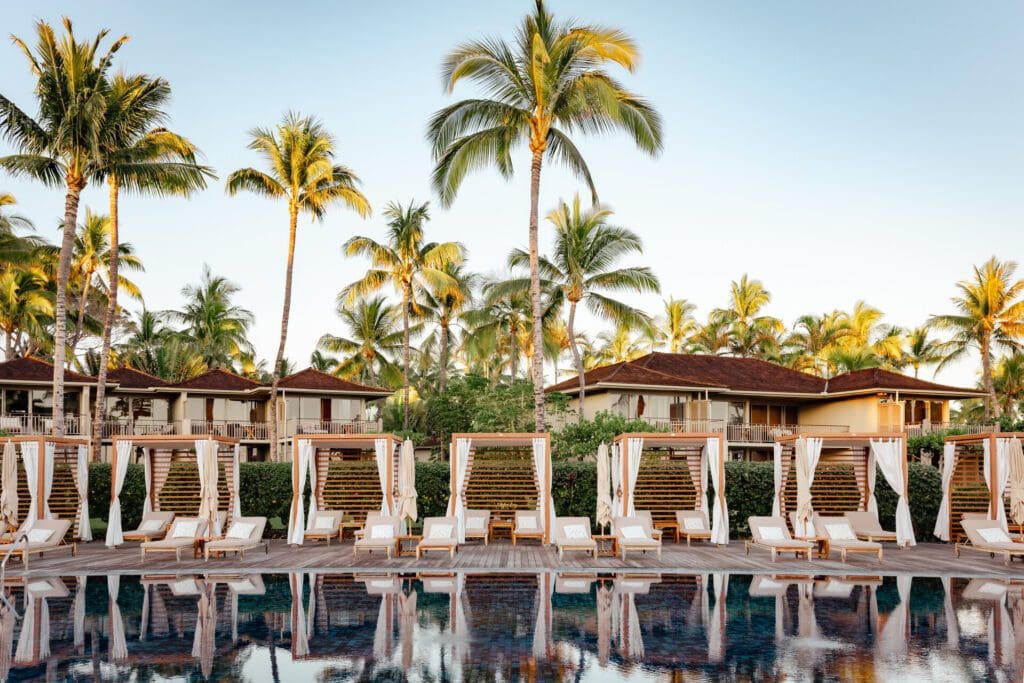 To luxuriate underneath the healing sun, guests choose between eight pools at Hualalai. (Photo by Four Seasons Resort Hualalai)