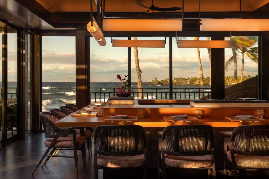 Hualalai calls their intimate, 12-seat omakase counter "the crown jewel of NOIO." (Photo by Four Seasons Resort Hualalai)