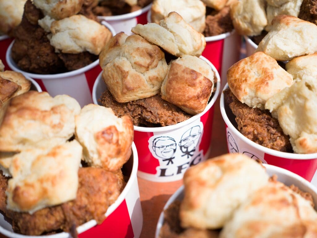 Last year, La Lucha, famed locally for their fried chicken brought it along to Decanted dressed with biscuits in a cheeky KFC bucket.  (Photo by Photos by Daniel Ortiz)