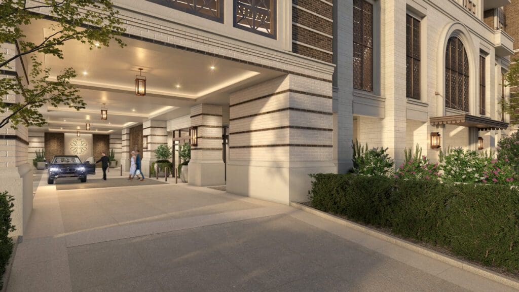 The Langley motor court at 1717 Bissonnet provides entree to elegance for those seeking estate-like rentals. (Rendering)
