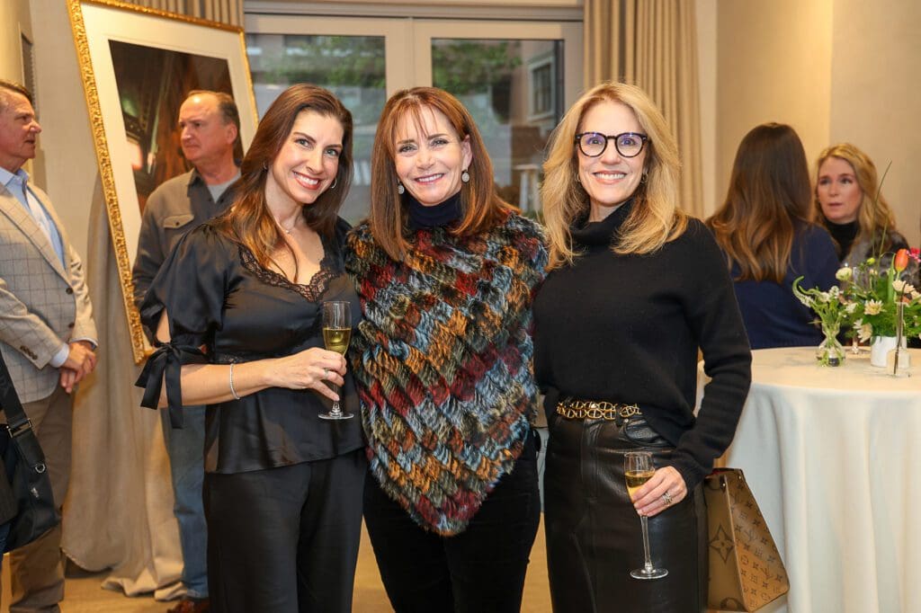 Nataline Oelkers, Galen Reckling, Karen Armstrong at Christiana Reckling's debut photography show (Photo by Mia Bonner Photography)