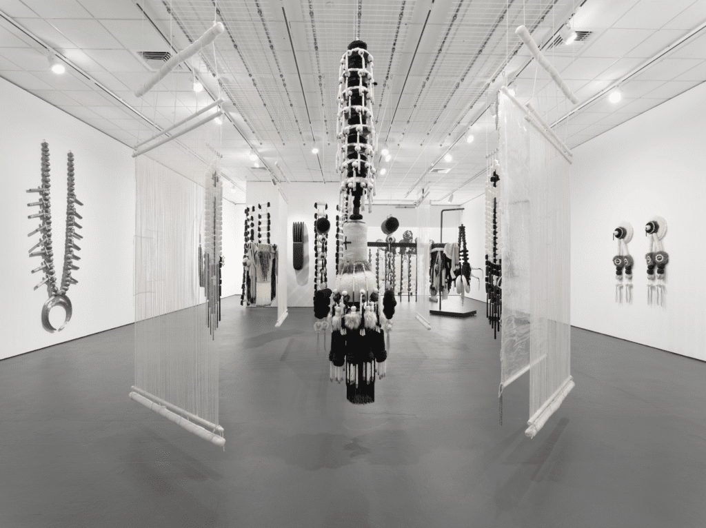 Installation view of
"Eric-Paul Riege: ojo|-|ólǫ́," opening at Henry Art Gallery March 14.
(Photo by Julia Featheringill. Courtesy The Bell / Brown Arts Institute.)