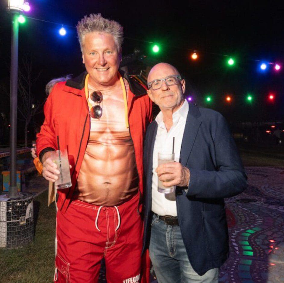 Bob Schultz, Bruce Eames at Orange Show Barefoot Beach Ball (Photo by Daniel Ortiz)