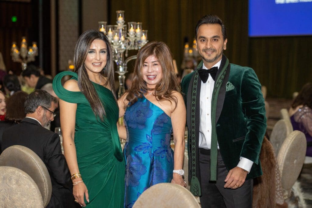 Sneha Merchant, Rose Chen and Nick Merchant at the Winter Ball (Photo by Jacob Power)