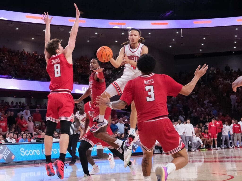 University of Houston point guard Kingston Flemings has a way of drawing the defense's attention. (Photo by F. Carter Smith)