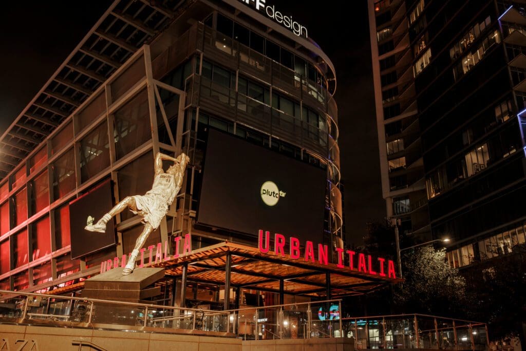 Urban Italia has taken over the former WFAA studio — a massive 5,500 square-foot space next to the American Airlines Center. (Photo by Samantha Marie Photography)