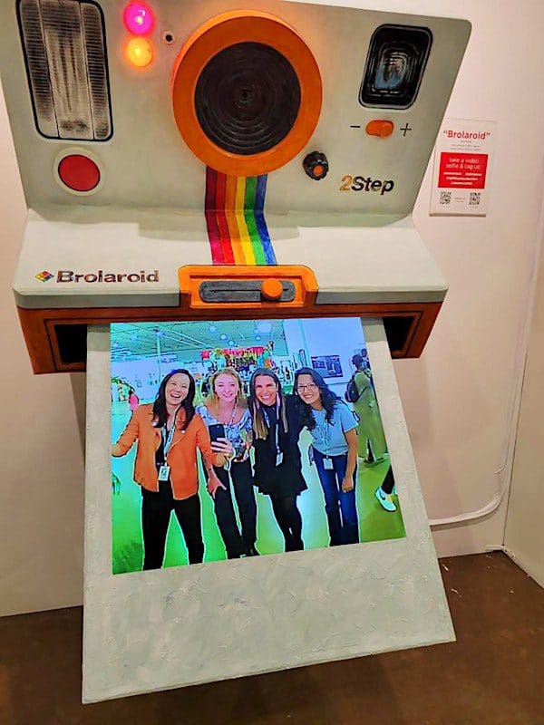 A giant Polaroid camera sculpture with a TV screen sticking out to “capture” onlookers, the piece serves both as a “selfie machine” and a social experiment, according to Womack. (Courtesy)