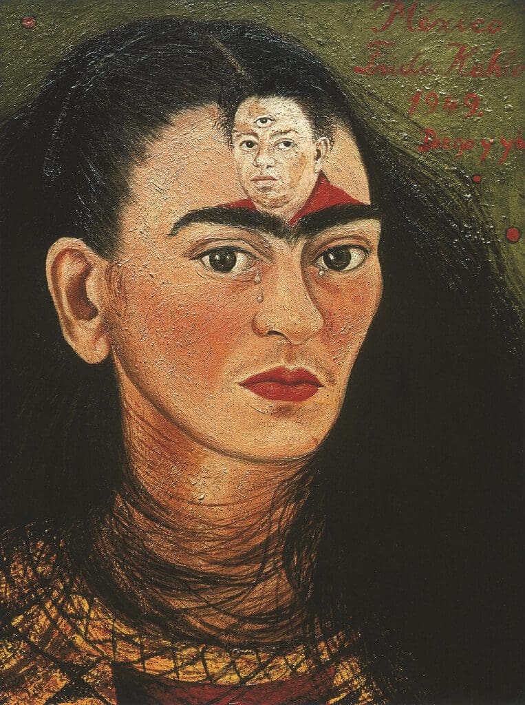 Frida Kahlo, “Diego and I,” 1949, at the Museum of Fine Arts, Houston (Collection of Eduardo F. Costantini. © 2026 Banco de Mexico Diego Rivera & Frida Kahlo Museum Trust, Mexico City/Artists Rights Society, New York)