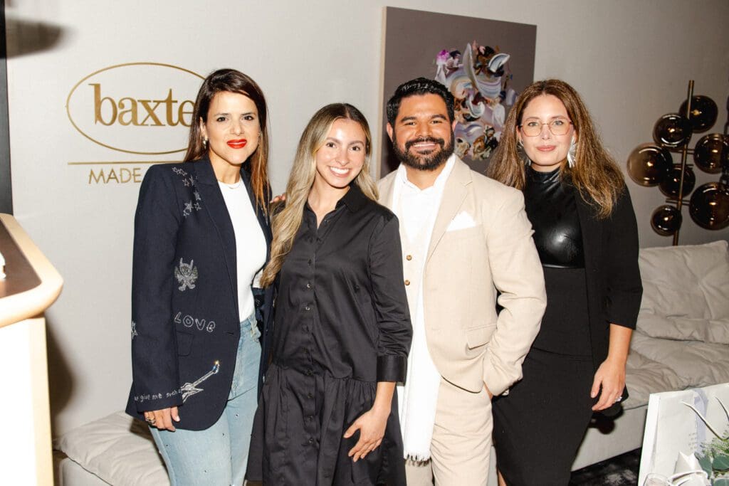 Karen Richani, Debby Calles, Emmanuel Leventis, Francesca Andrade at the CAM Studio party introducing the luxury Italian design house Baxter (Photo by Matt Rood)