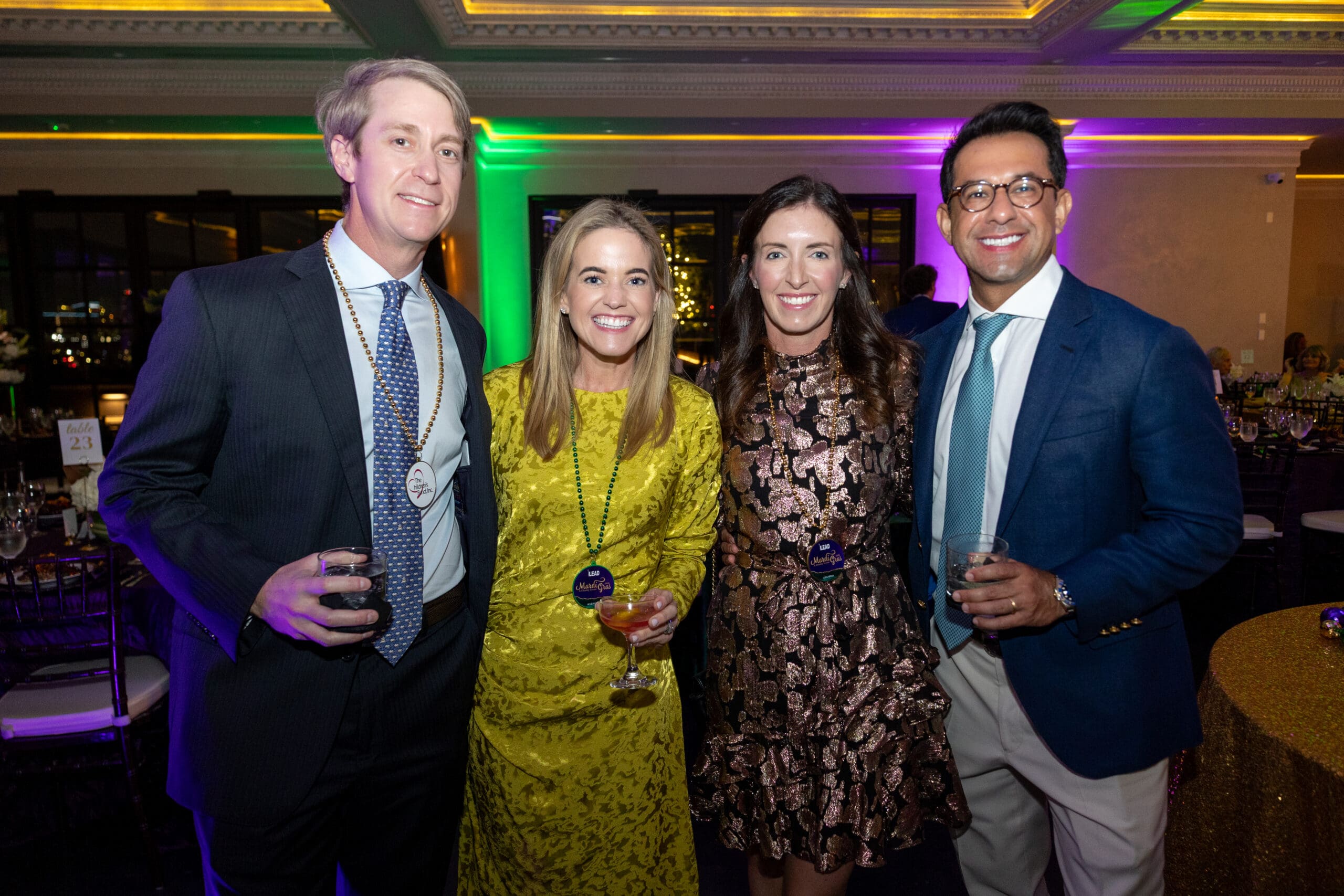 Chuck Helms, Kate Dewitt, Ashley Barela, and Freddy Barela at LEAD’s 6th Annual Mardi Gras Charity Event Feb 17, 2026 at Le Tesserae