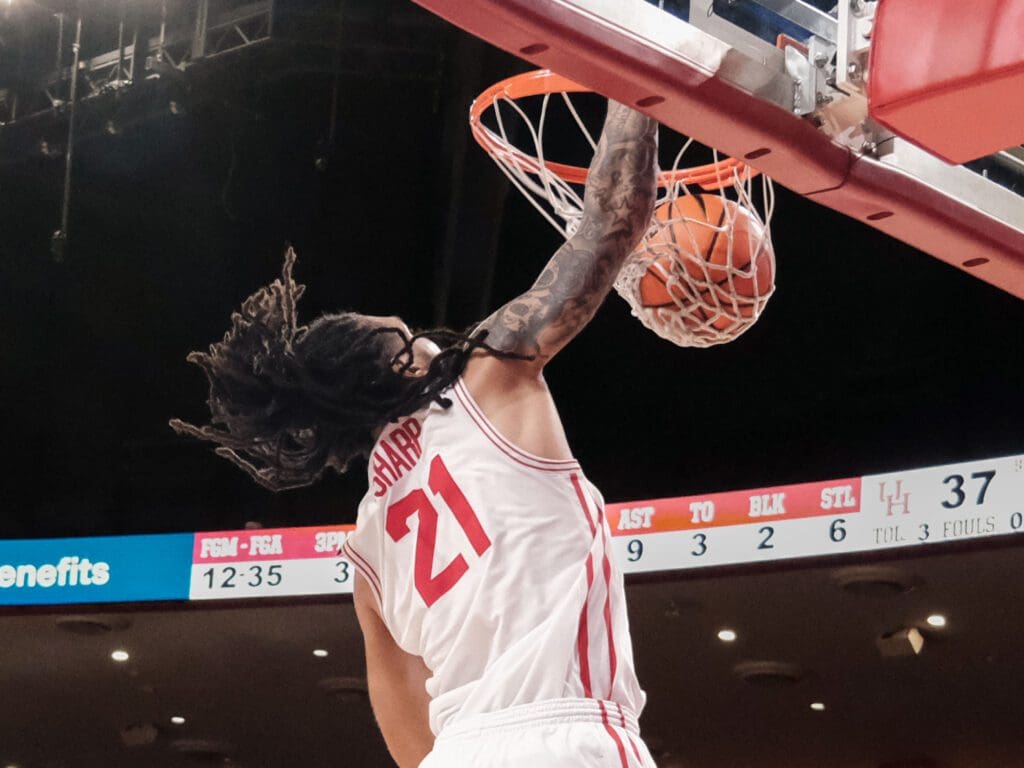 University of Houston veteran shooting guard Emanuel Sharp still has some lift in his game. (Photo by F. Carter Smith)
