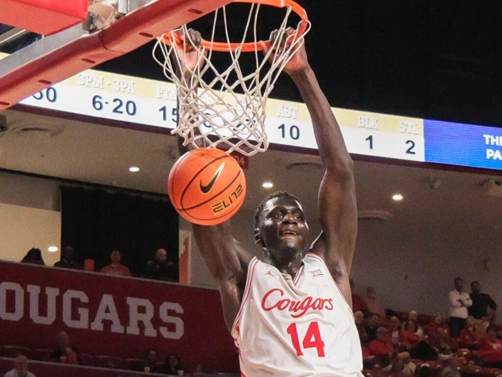 University of Houston backup center Kalifa Sakho is starting to be the finisher Kelvin Sampson envisioned. (Photo by F. Carter Smith)