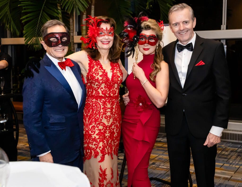 Dr. Robert Phillips, Dr. Julia Andrieni, Yuliya Veretennikova, Dr. Daniel Penny at the American Heart Association Heart Ball (Photo by Christina Griffin, WDR Imagery)