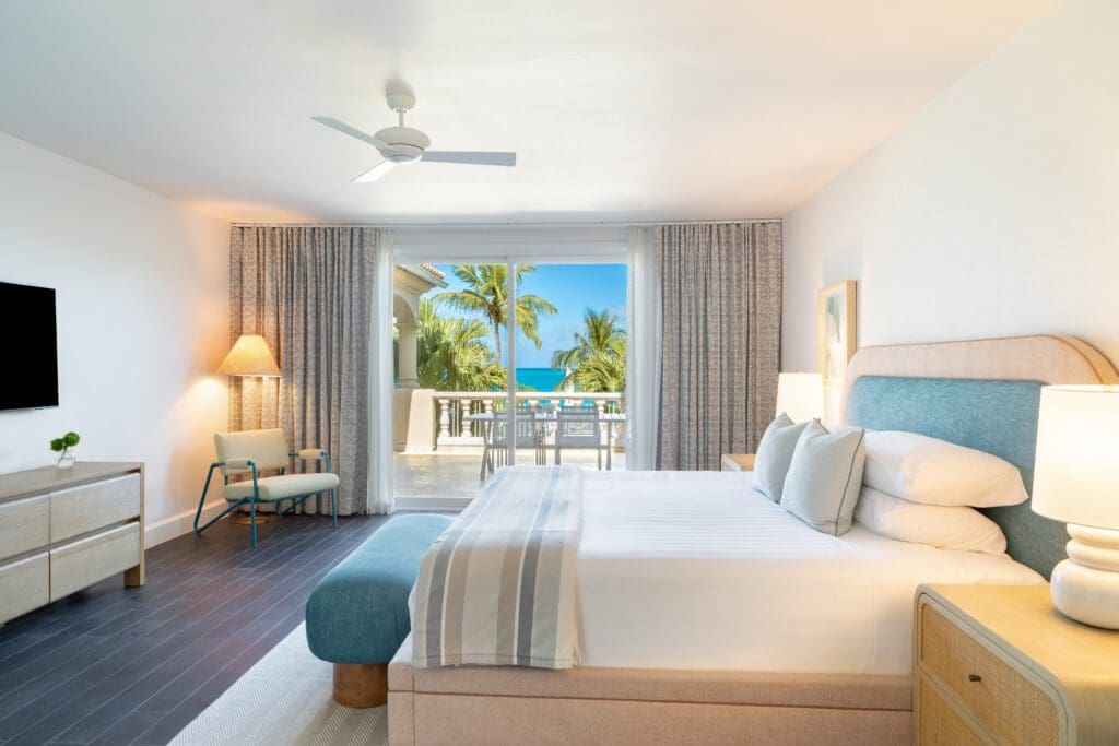 The exclusive, adults-only section of the flagship property, The Hotel Building recently underwent a stunning renovation led by award-winning, AD100 interior designer Young Huh. (Photo by Grace Bay Club)