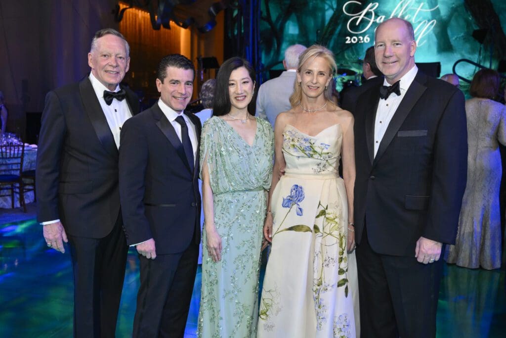 Richard Flowers, Michael Heckman, Sonja Kostich, chairs Christine & David M. Underwood Jr. at the Houston Ballet Ball held at Wortham Theater Center (Photo by Michelle Watson, CatchlightGroup.com)