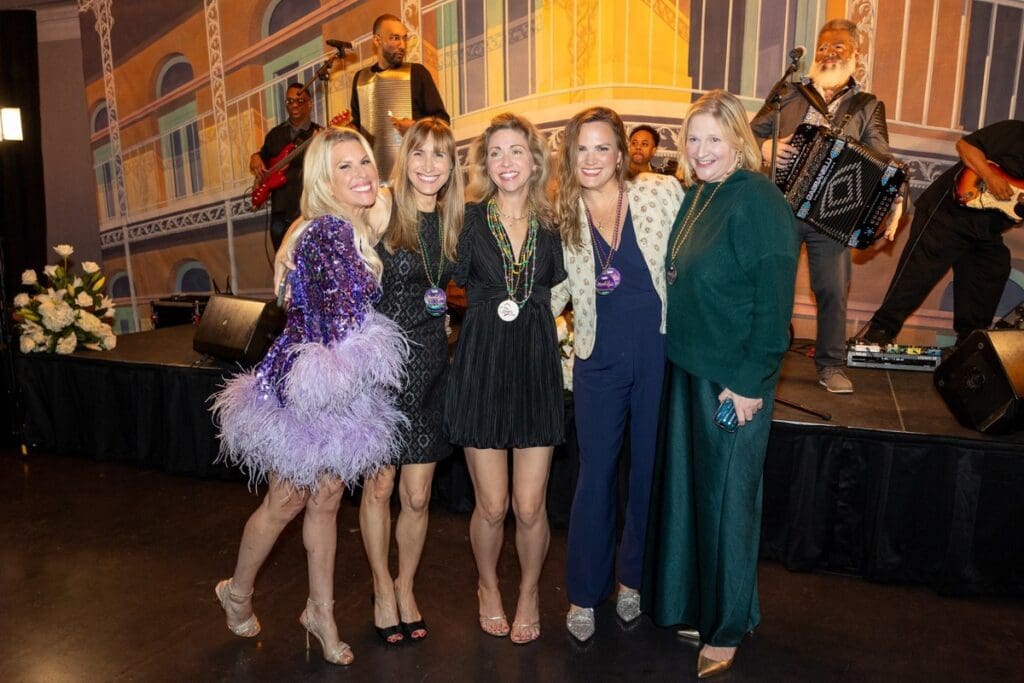 Jennifer Haikin Zach, Joanna Hughes, Meredith, Hedermann, Katie Stiles, and Ellen Burns at LEAD's 6th Annual Mardi Gras Charity Event
