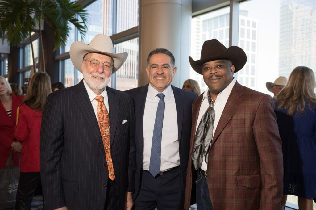 John Montalbano, Juan Garcia, Terrance Fontaine at the Houston Livestock Show and Rodeo Trailblazers Awards Luncheon (Photo by Daniel Ortiz)
