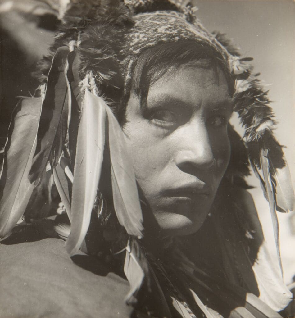 Pierre Verger, "Untitled (Portrait of a Wayri Ch’unchu, Fiesta de Corpus Christi, Ocongate, Cuzco, Peru)," 1939–1945, at The Menil Collection (© Fundação Pierre Verger. Photo by Jennifer McGlinchey Sexton)