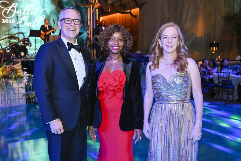 Troy Thacker, Adama Sall, Alllison Thacker at the Houston Ballet Ball held at Wortham Theater Center (Photo by Michelle Watson, CatchlightGroup.com)