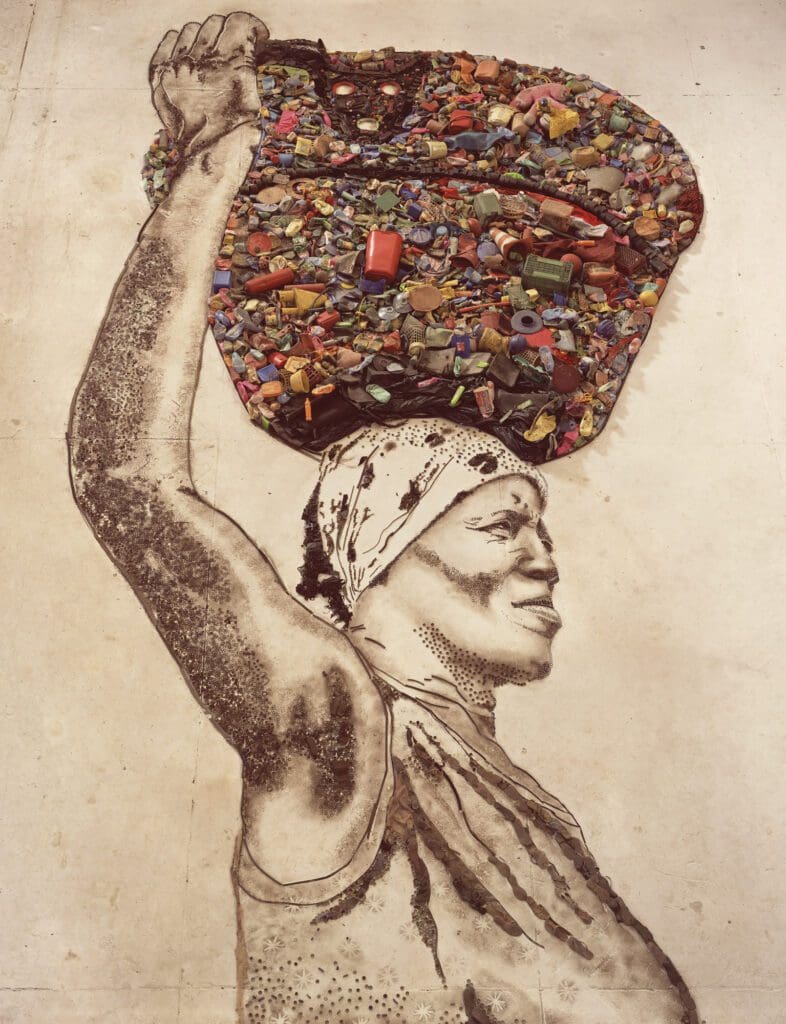 Vik Muniz, "The Bearer (Irmã)," from "Picture of Garbage," 2008-2011, at FotoFest (Courtesy the artist)