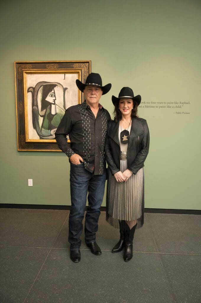 On their way to the Houston Livestock Show & Rodeo, Lance & Alicia Smith at the Opera Gallery VIP opening celebration(Photo by Daniel Ortiz)