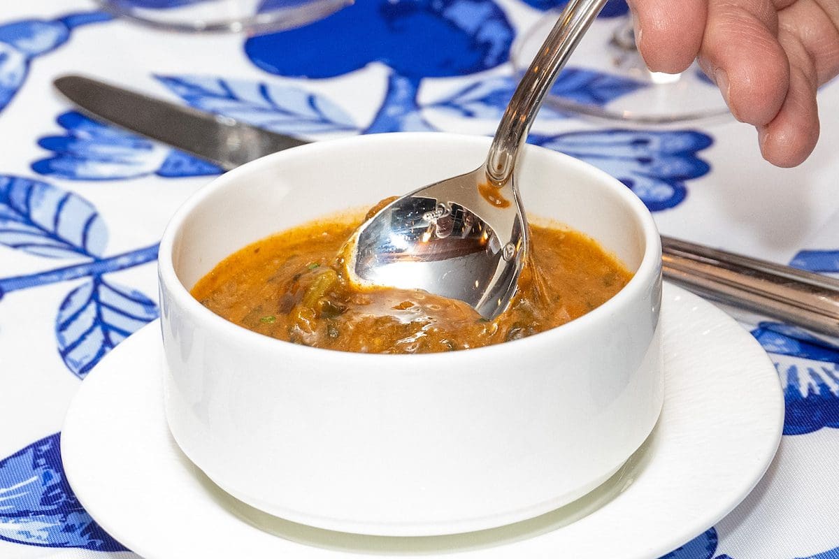 17 Snapping Turtle Soup with aged sherry, egg, spinach (Photo by Jacob Power)