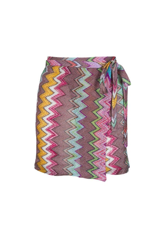 Multicolor Wrap Mini Skirt. 