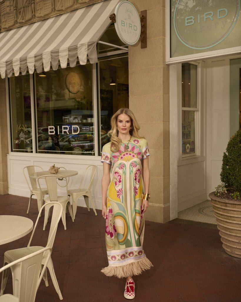 La DoubleJ stands out with a colorful geometric maxi. (Photographed at BIRD Bakery)