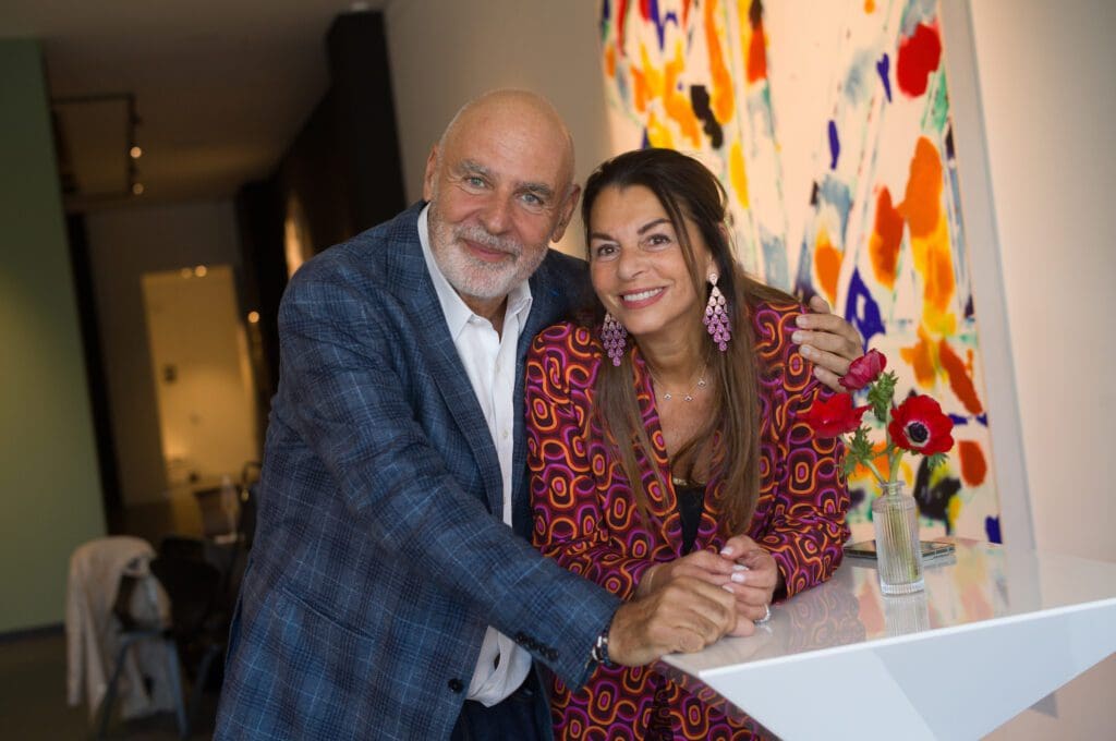 Gallery founder and owner Gilles Dyan and wife, Florence Dyan at the Collector's opening of Opera Gallery in River Oaks District.(Photo by Daniel Ortriz)