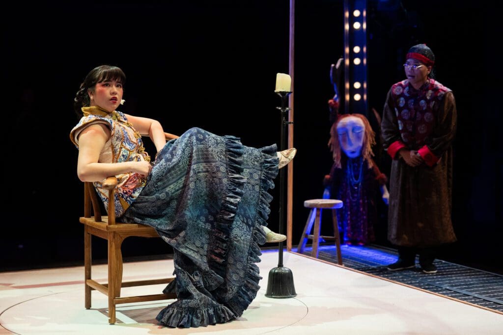 Alexandra Szeto-Joe as Afong Moy and Lloyd Wayne Taylor as Atung in Stages’ “The Chinese Lady.” (Photo by Melissa Taylor)