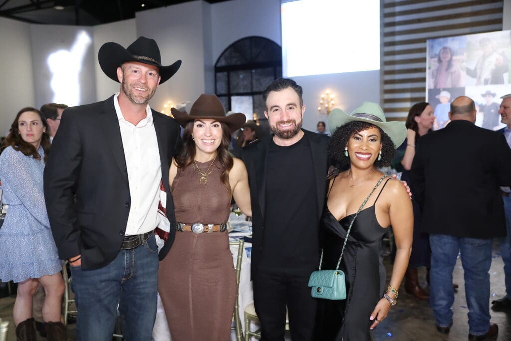 Chad Anderson, Abbie Byrom Botello & Leonard Botello IV, Christine Adolphe at the Sky High for Kids 'Better in Boots' gala (Photo by Quy Tran Photography)