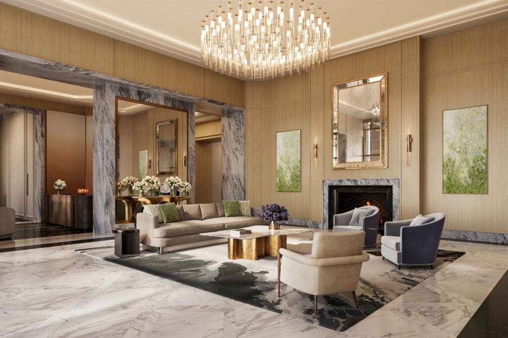 Rendering of The Ritz-Carlton Residences, Houston residential lobby (Photo by Albert Chen Photography)