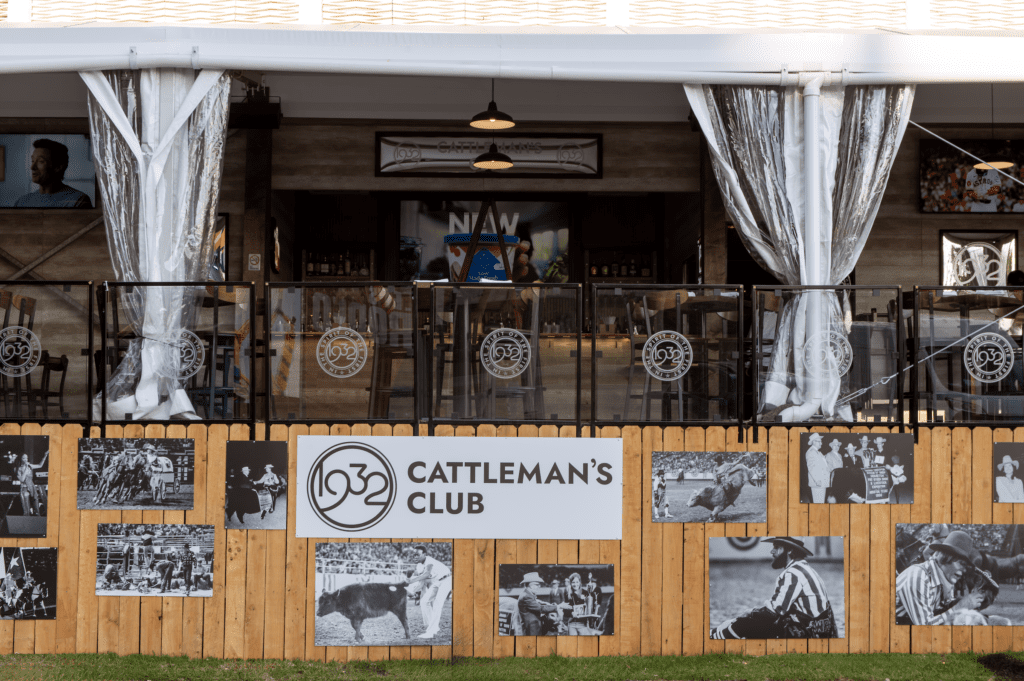 Photos from across Rodeo Houston's history enliven the outdoor view of the 1932 Cattleman's Club (Photo courtesy of Fertitta Entertainment) (Photo by Photo courtesy of Fertitta Entertainment)