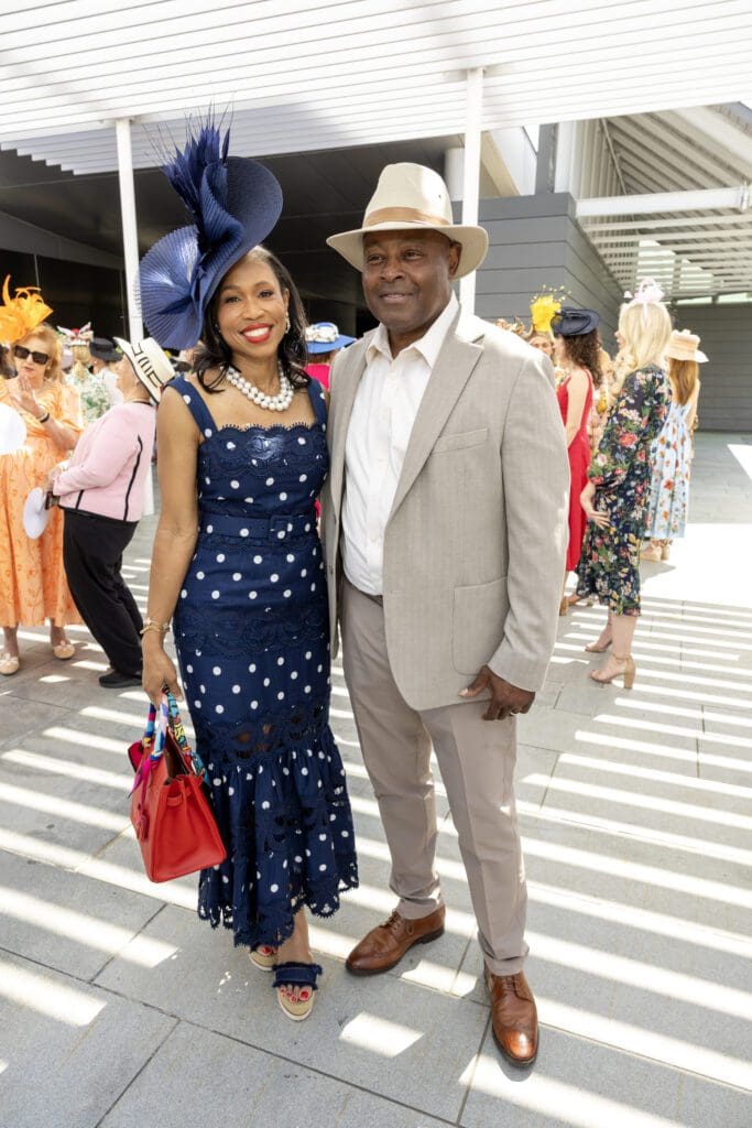Hermann Park Conservancy board chair Roslyn Bazzelle Mitchell, director Kenneth Allen at the Hermann Park Conservancy 'Hats in the Park' luncheon (Photo by Jenny Antill)