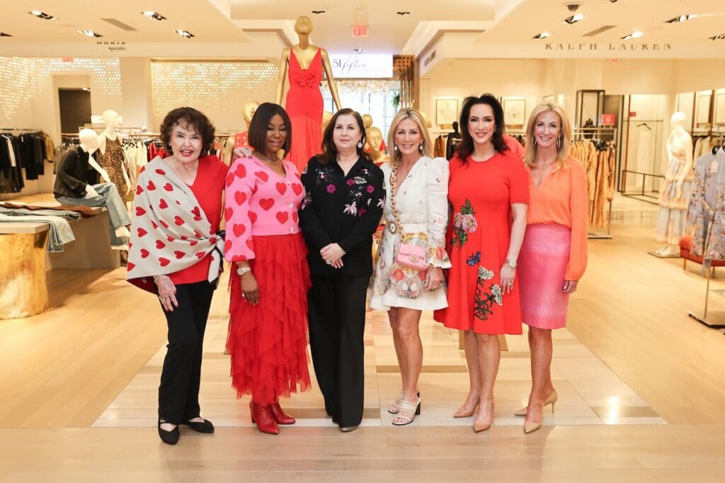 Sweethearts tea hosts Warner Roberts, Deborah Duncan, Sylvia Forsythe, Anne Carl, Alicia Smith & Kim Moody (Photo by Priscilla Dickson)